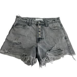 vervet denim gray distressed button fly cut off jean shorts Size S